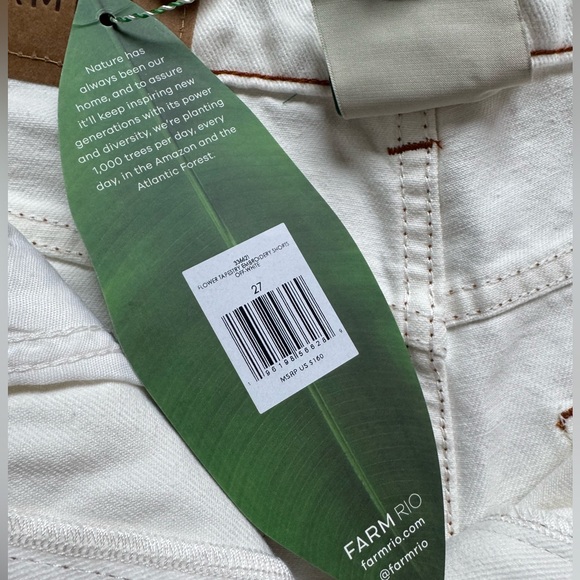 NWT FARM Rio White Floral Tapestry Denim Shorts  Size 27 - Picture 6 of 10